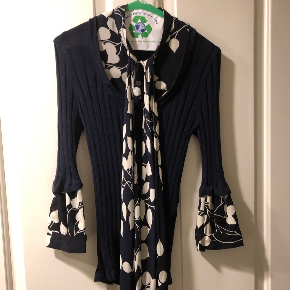 Tory Burch knit/silk combo blouse